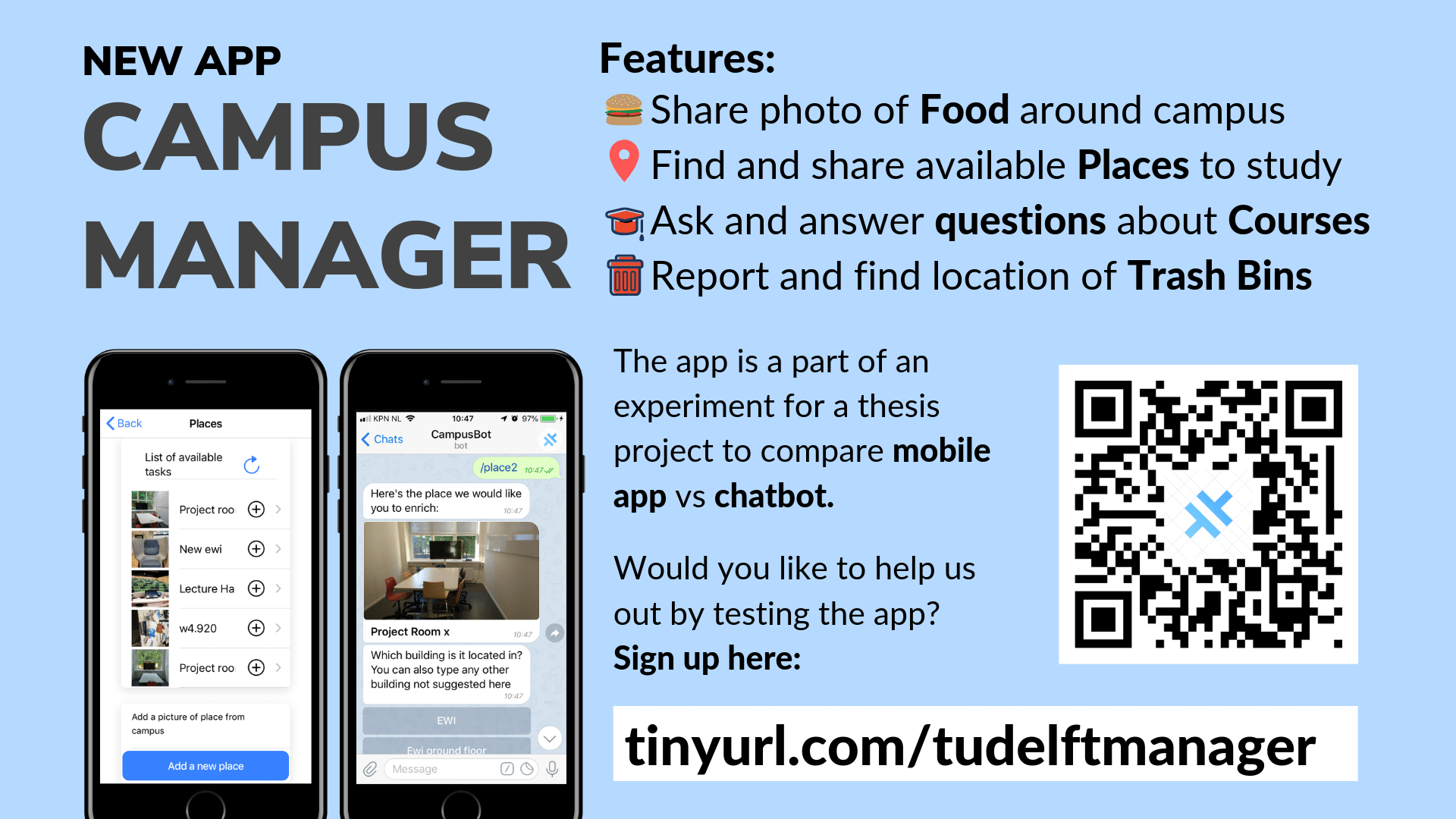Promotion material for Campus Bot, a Telegram Bot for collecting campus-related information